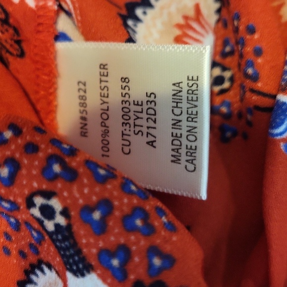 MAX STUDIO Red Floral Ruched Short Sleeve Smocked Waist Lightweight Blouse - Picture 9 of 10